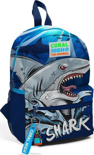 Coral High Kids Lacivert Mavi Köpek Balığı Desenli Mini Yuva Sırt Çantası 23522