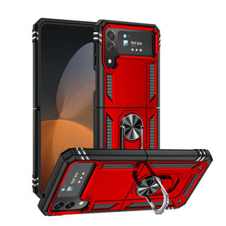 Galaxy Z Flip 4 Kılıf Kamera Koruyucu Manyetik Standlı Tank Koruma Maks