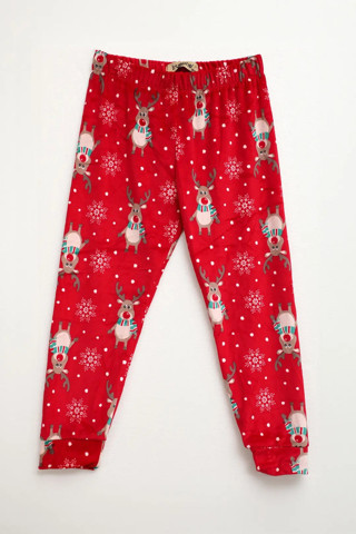 Markapia Man Erkek Çocuk Yumuşak Kadife Dokulu Kırmızı Pijama Altı