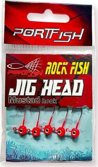 Portfish Kırmız Renkli ve Gözlü 5 Adet LRF Jig Head 6 No / 1 Gr