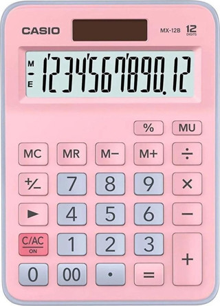 Casio Hesap Makinesi Masa Üstü 12 Hane Açık Pembe + Açık Mavi Hesap Makinesı