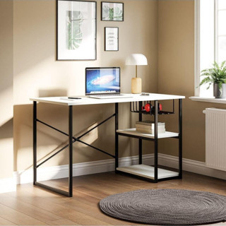 Eportatif Çalışma Masası Telli Raflı Ofis Laptop Bilgisayar Masası Beyaz 1344