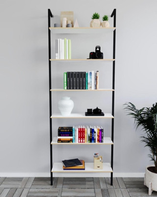 Eportatif Kitaplık Duvar Rafı Metal Kitaplık Mobilya 6 Katlı Beyaz 1184