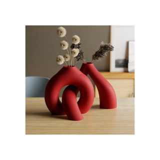Alvera Interlocking Vazo – 3D Baskı Iç Içe Geçen Dekoratif Vazo-Kırmızı