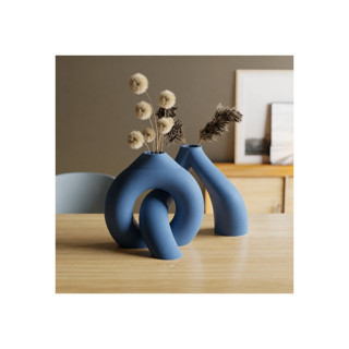 Alvera Interlocking Vazo – 3D Baskı Iç Içe Geçen Dekoratif Vazo-Mavi