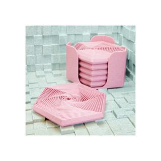 Alvera Super Fidget Coaster Seti – 3D Baskı Altıgen Desenli Bardak Altlığı ve Tutucu-Pembe