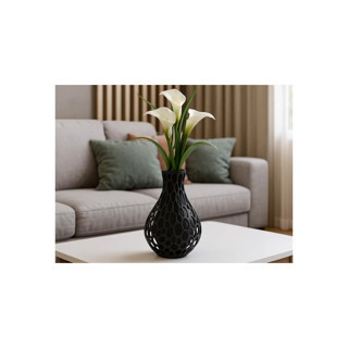 Alvera Decor Delik Desenli Dekoratif Vazo Modern Petek Dokulu Kuru Çiçek Vazosu Heykelsi Obje Siyah