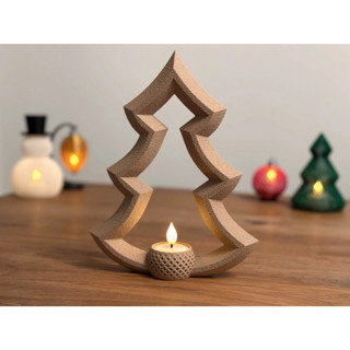 Alvera Decor Yılbaşı Ağacı Tealight Mumluk 18 cm Dekoratif Çam Ağacı Şamdan Yeni Yıl Masa Süsü