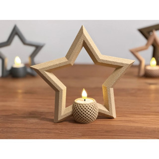 Alvera Decor Yıldız Tealight Mumluk 18 cm Ayrı Mum Hazneli Dekoratif Yıldız Şamdan Yeni Yıl Masa Süsü