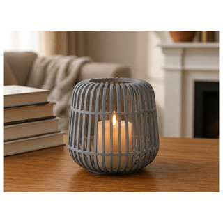 Alvera Modern Kafes Tasarımlı Dekoratif Mumluk – Tealight Mumluk, Masaüstü Ev ve Ofis Dekoru - Gri