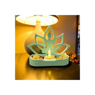 Alvera Lotus Buda Mumluk – 3D Baskı Dekoratif Tealight Mumluk-Mint