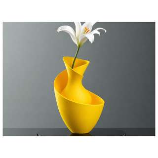 Alvera Bold Vazo – 3D Baskı Akışkan Formlu Dekoratif Vazo-Sarı