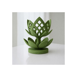 Alvera Lotus Çiçeği Mumluk – 3D Baskı Dekoratif Tealight Mumluk-Yeşil
