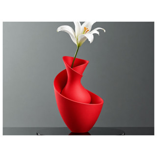 Alvera Bold Vazo – 3D Baskı Akışkan Formlu Dekoratif Vazo-Kırmızı