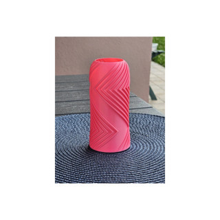 Alvera Vector Vazo – 3D Baskı Geometrik Çizgili Dekoratif Vazo-Pembe