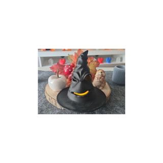 Alvera Decor Cadı Şapkası Tealight Mumluk Işıklı Yüz Detaylı Cadılar Bayramı Feneri Masa Süsü Siyah