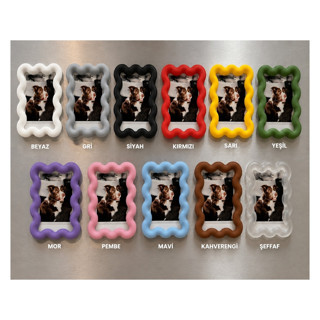Alvera Collection 6'lı Asorti 3D Baskı Fotoğraf Magneti – Dalgalı Tasarımlı Buzdolabı Magnet Çerçevesi, Polaroid Fotoğraf Magnet Seti