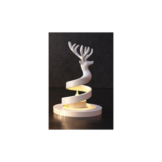 Alvera Spiral Ren Geyiği Mumluk Yılbaşı Dekoratif Ren Geyiği Tealight Mum Tutucu - Beyaz