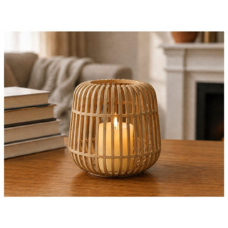 Alvera Modern Kafes Tasarımlı Dekoratif Mumluk – Tealight Mumluk, Masaüstü Ev ve Ofis Dekoru - Bej
