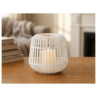 Alvera Modern Kafes Tasarımlı Dekoratif Mumluk – Tealight Mumluk, Masaüstü Ev ve Ofis Dekoru - Beyaz