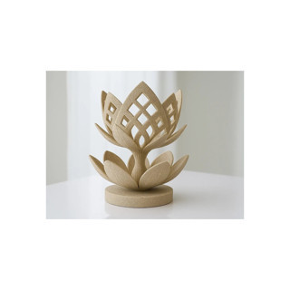 Alvera Lotus Çiçeği Mumluk – 3D Baskı Dekoratif Tealight Mumluk-Bej