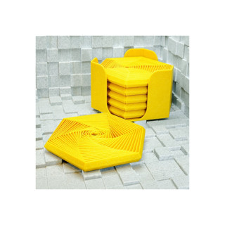Alvera Super Fidget Coaster Seti – 3D Baskı Altıgen Desenli Bardak Altlığı ve Tutucu-Sarı