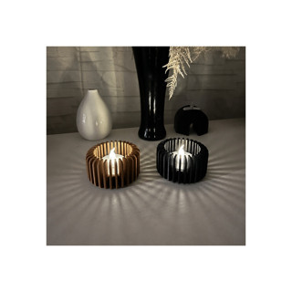 Alvera Modern Çizgili Mumluk – 3D Baskı Tealight Mumluk (1 Adet)-Kahverengi