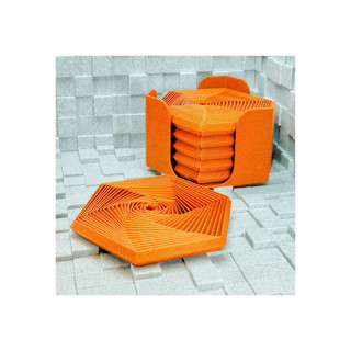Alvera Super Fidget Coaster Seti – 3D Baskı Altıgen Desenli Bardak Altlığı ve Tutucu-Turuncu
