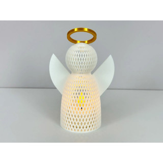 Alvera Decor File Dokulu Melek Tealight Mumluk 14,5 cm Altın Haleli Dekoratif Fener Şamdan Masa Süsü