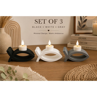 Alvera 3'lü Balık Figürlü Dekoratif Mumluk Seti – Tealight Mumluk, Modern Ev ve Ofis Dekoru