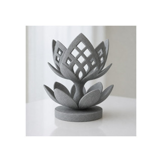 Alvera Lotus Çiçeği Mumluk – 3D Baskı Dekoratif Tealight Mumluk-Gri