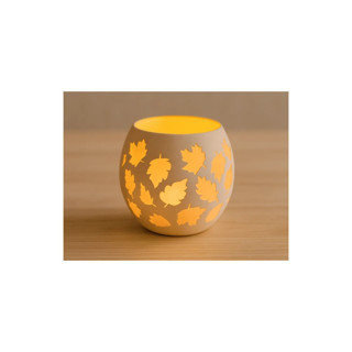 Alvera Decor Yaprak Desenli Tealight Mumluk Sonbahar Yaprakları Kabartmalı Dekoratif Şamdan Masa Süsü