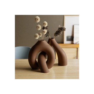 Alvera Interlocking Vazo – 3D Baskı Iç Içe Geçen Dekoratif Vazo-Kahverengi