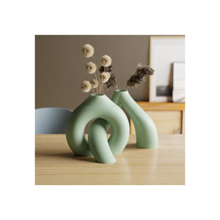 Alvera Interlocking Vazo – 3D Baskı Iç Içe Geçen Dekoratif Vazo-Mint