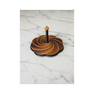 Alvera Decor Spiral Halkalı Balkabağı Dekoratif Obje Dönen Kinetik Masa Aksesuarı Sonbahar Turuncu Siyah