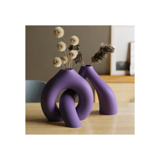 Alvera Interlocking Vazo – 3D Baskı Iç Içe Geçen Dekoratif Vazo-Mor