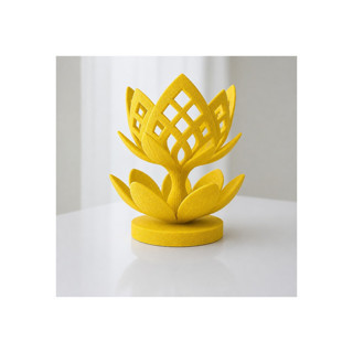 Alvera Lotus Çiçeği Mumluk – 3D Baskı Dekoratif Tealight Mumluk-Sarı
