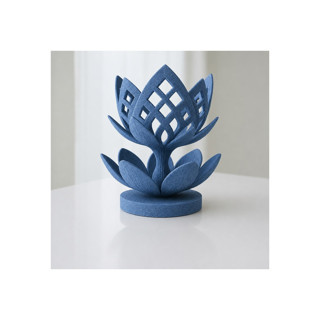 Alvera Lotus Çiçeği Mumluk – 3D Baskı Dekoratif Tealight Mumluk-Mavi