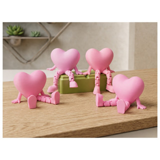 Alvera Hareketli Kalp Figürü – 3D Baskı Eklemli Dekoratif Oyuncak (1 Adet)-Pembe