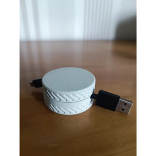 Alvera Yuvarlak Kablo Düzenleyici Şarj ve USB Kablo Sarıcı Lastik Desenli Kablo Toplayıcı Gri