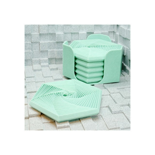 Alvera Super Fidget Coaster Seti – 3D Baskı Altıgen Desenli Bardak Altlığı ve Tutucu-Mint