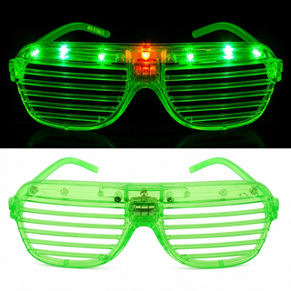 Led Işıklı Panjur Parti Gözlüğü Yeşil Renk Shutter Gözlük