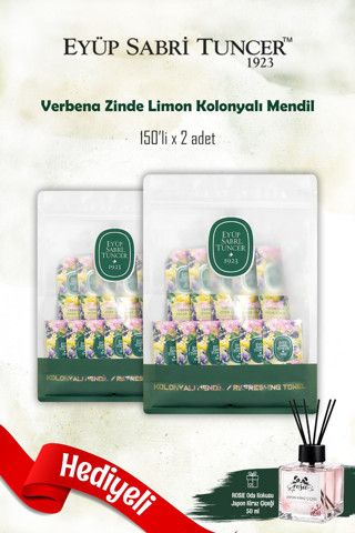 Eyüp Sabri Tuncer 2 paket x 150'li Verbena & Zinde Limon Koloyalı Mendil ve Rosie Koku