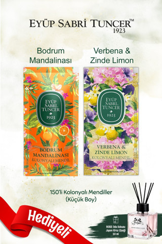 Bodrum Mandalinası & Verbena Zinde Limon Kolonyalı Mendil 150'li ve Rosie Oda Kokusu