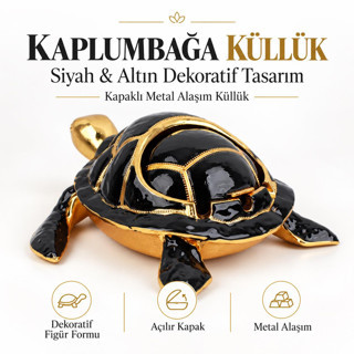 Lüks Alaşım Metal Kaplumbağa Küllük 17Cm Kapaklı Para Anahtar Kasesi Tütsülük Dekoratif Biblo Hediye
