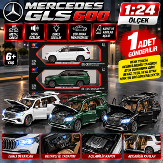 Mercedes GLS 600 Metal 1:24 Ölçek Oyuncak Araba Sesli Işıklı Çek Bırak Mekanizmalı
