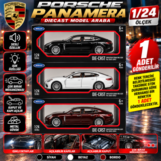 Porsche Panamera 1/24 Metal Gövdeli Sesli Işıklı Model Araba Çek Bırak 1 ADET