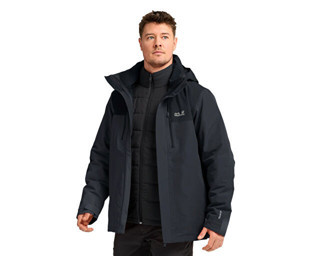 Jack Wolfskin JASPER PRO 3IN1 JKT M Erkek Outdoor Montu (3'Ü 1 Arada) A66293-285 Siyah