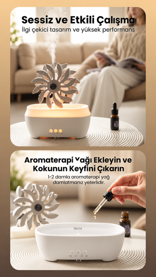 Değirmen Hava Nemlendirici Aroma Difüzörü Aromaterapi RGB Ledli Buhar Makinesi