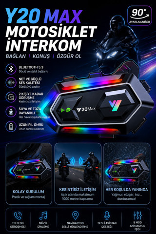 Motosiklet Kask Bluetooth Kulaklık Mikrofonlu Su Geçirmez Gürültü Önleyici RGB Işıklı Kablosuz Kask İçi Kulaklık [İnterk
